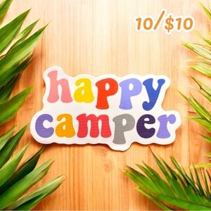 10 / $10 - “Happy Camper” Rainbow Sticker - Camping / Hiking / Travel